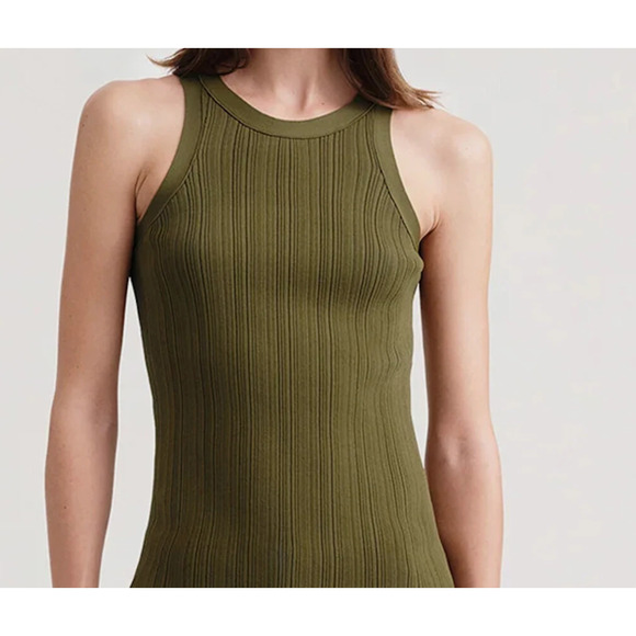 Toteme Tops - Toteme Olive Green Ribbed Tank Top